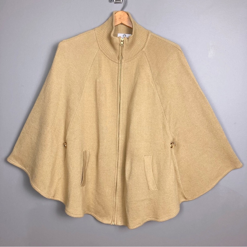Big Buddha cape cardigan jacket poncho s / m khaki full zip athleisure weekend
